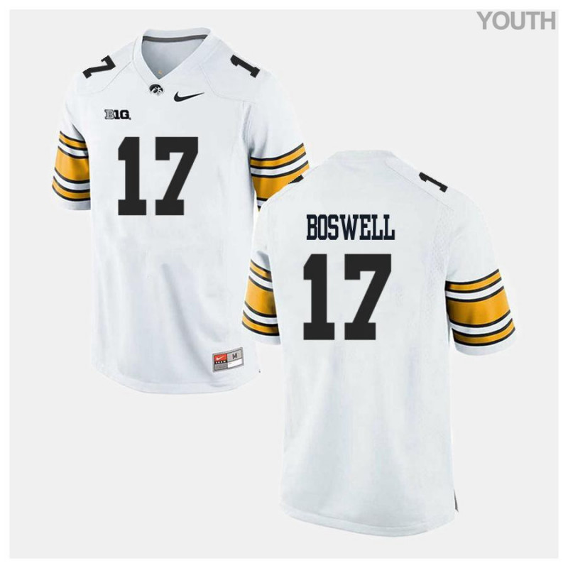 Youth Iowa Hawkeyes NCAA #17 Cedric Boswell White Authentic Nike Alumni Stitched College Football Jersey KT34F32BT